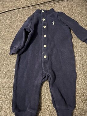 Ralph Lauren Navy Long-Sleeve Baby Boy Sweater Coverall 3-6 Months